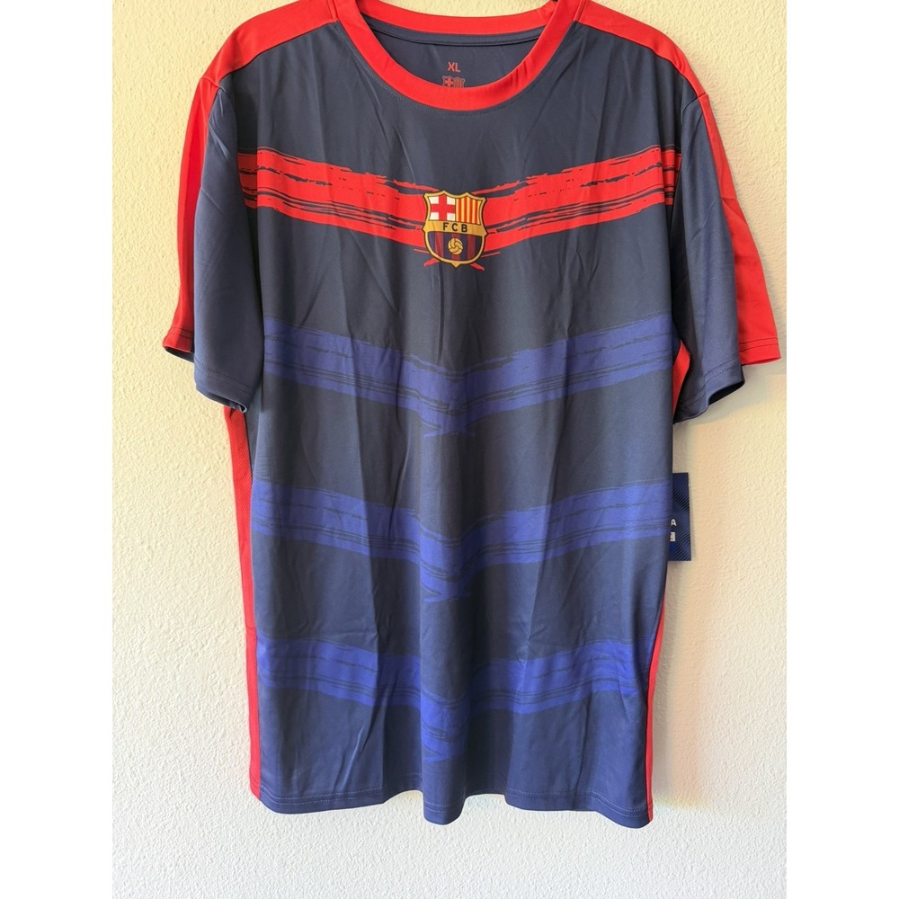 FC Barcelona Official Licensed Fan Short Sleeve Shirt Navy and Red Size XL